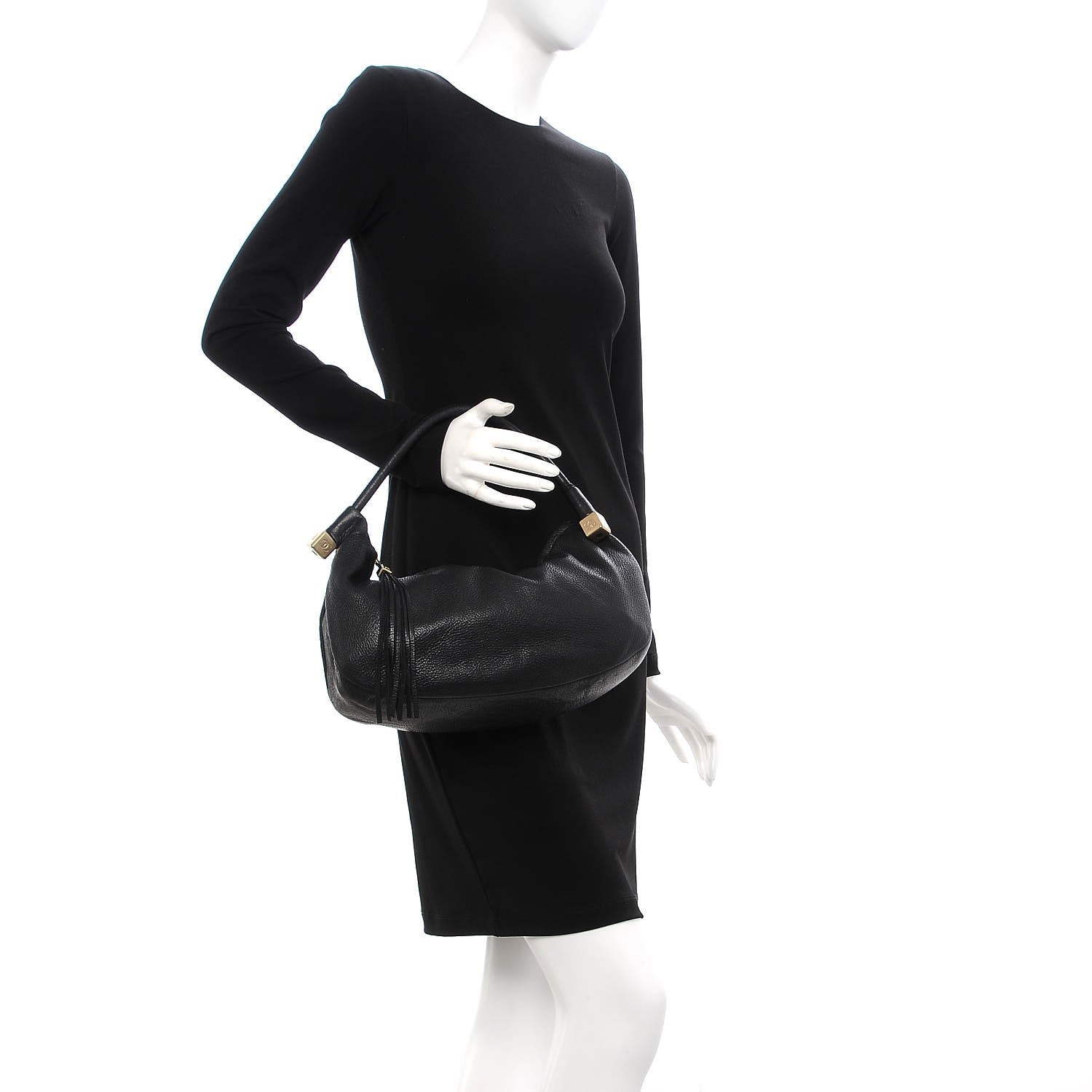 Chanel Grained Calfskin Tassel Hobo Black 2 of 12