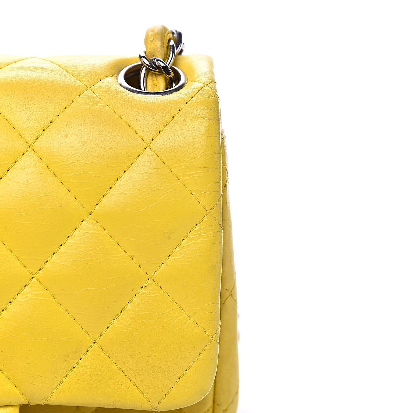Lambskin Quilted Mini Square Flap Yellow