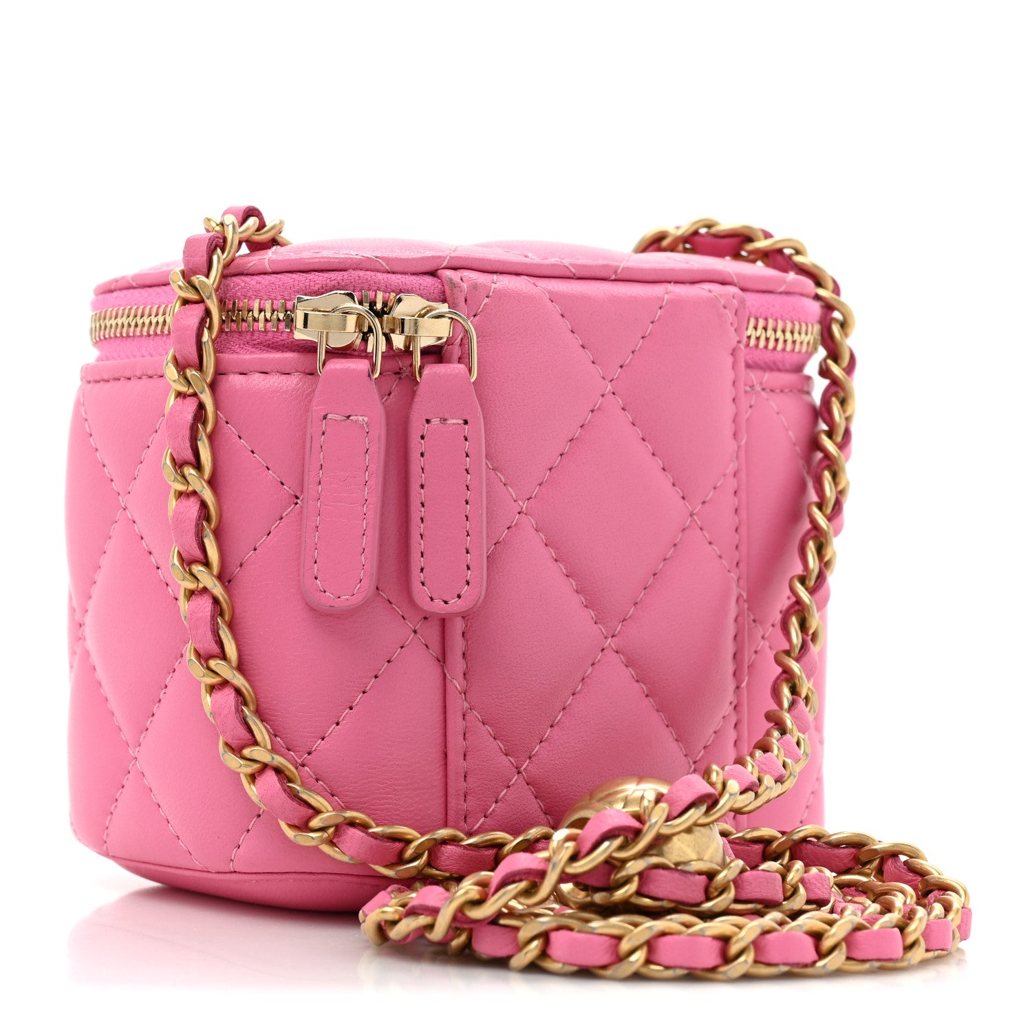 Chanel Lambskin Quilted Pearl Crush Mini Vanity Case With Chain Pink 2 of 8