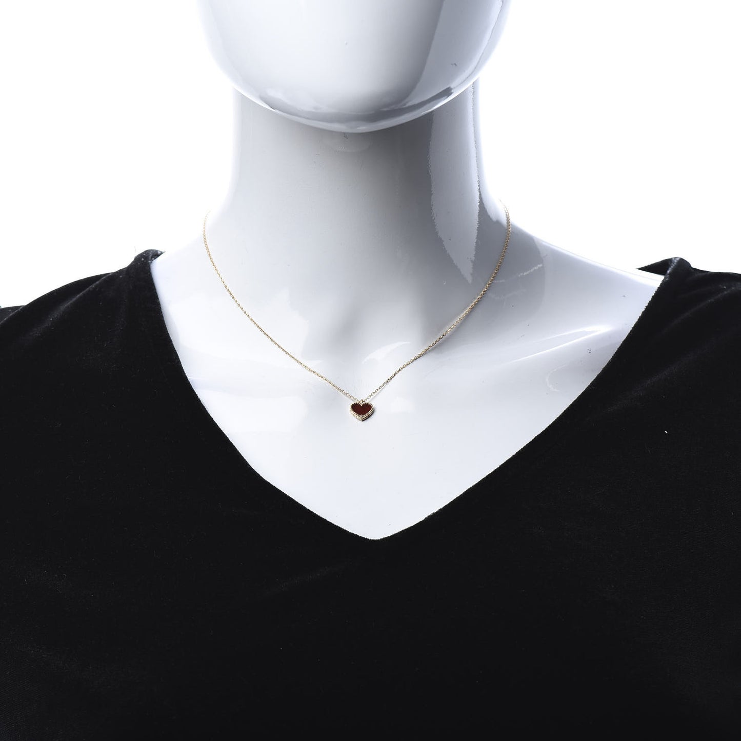 18K Rose Gold Carnelian Sweet Alhambra Heart Pendant Necklace