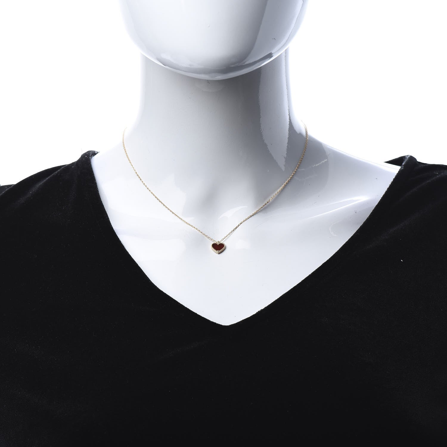 Van Cleef & Arpels 18K Rose Gold Carnelian Sweet Alhambra Heart Pendant Necklace 2 of 7