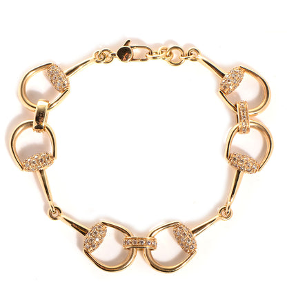 Gucci 18K Yellow Gold Diamond Pave Horsebit Bracelet 1 of 5