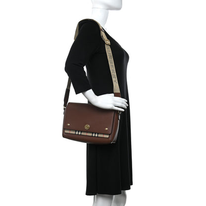 Burberry Calfskin Vintage Check Note Crossbody Bag Tan 2 of 11