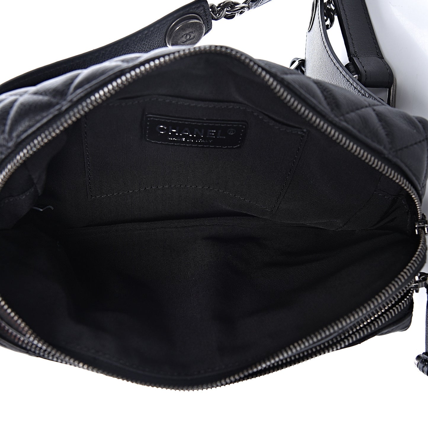 Calfskin Quilted Waist Bag Black