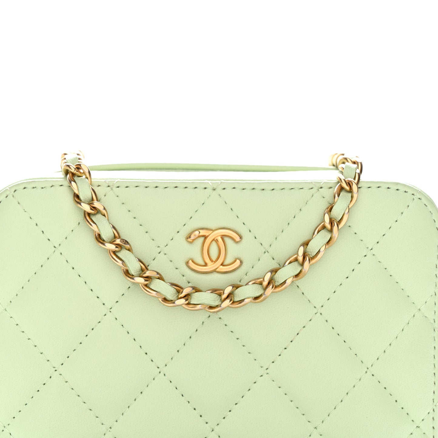 Lambskin Quilted CC Pearl Crush Camera Case Light Green