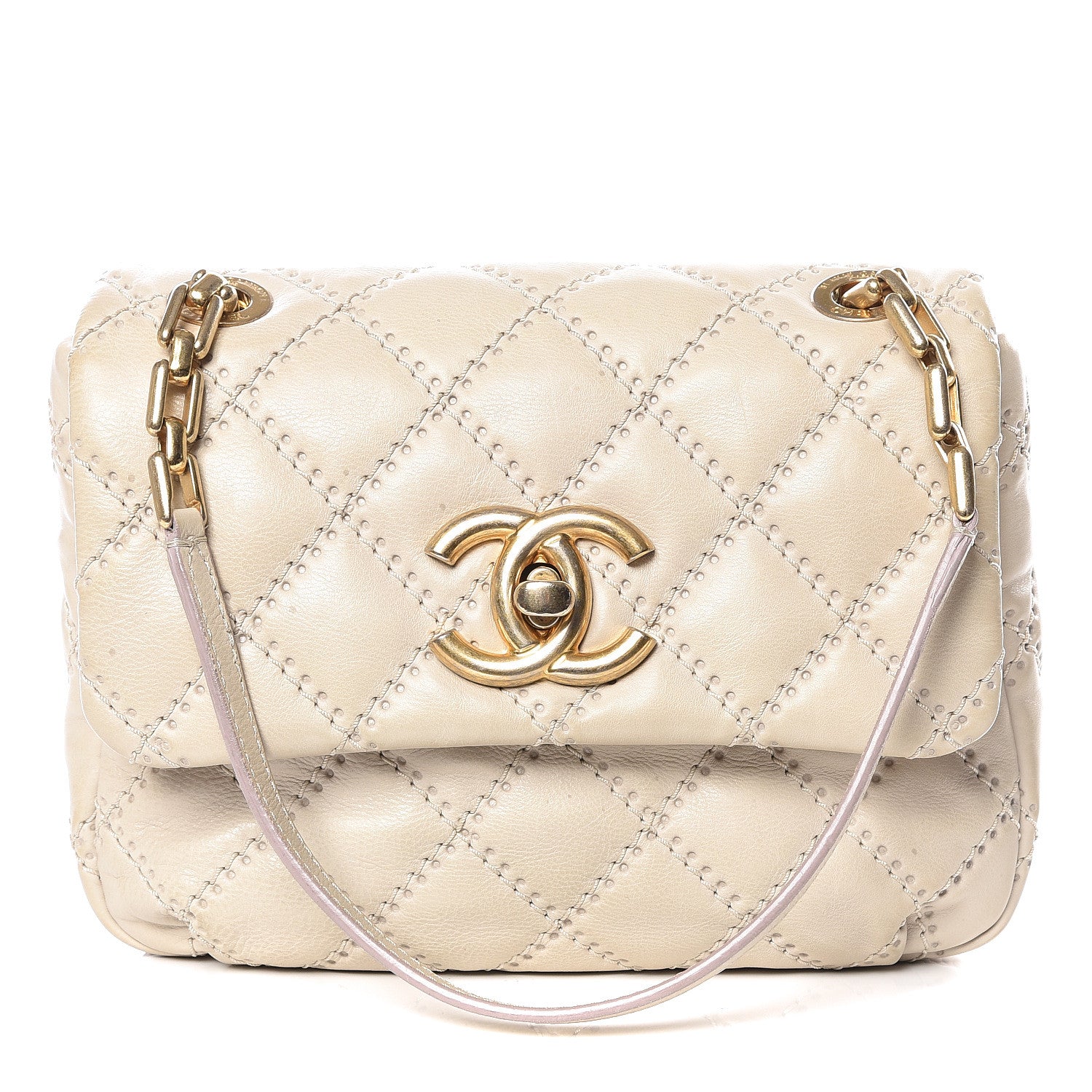 Chanel Calfskin Quilted Retro Chain Flap Beige 1 of 10
