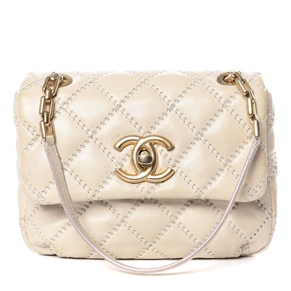 Chanel Calfskin Quilted Retro Chain Flap Beige 1 of 10
