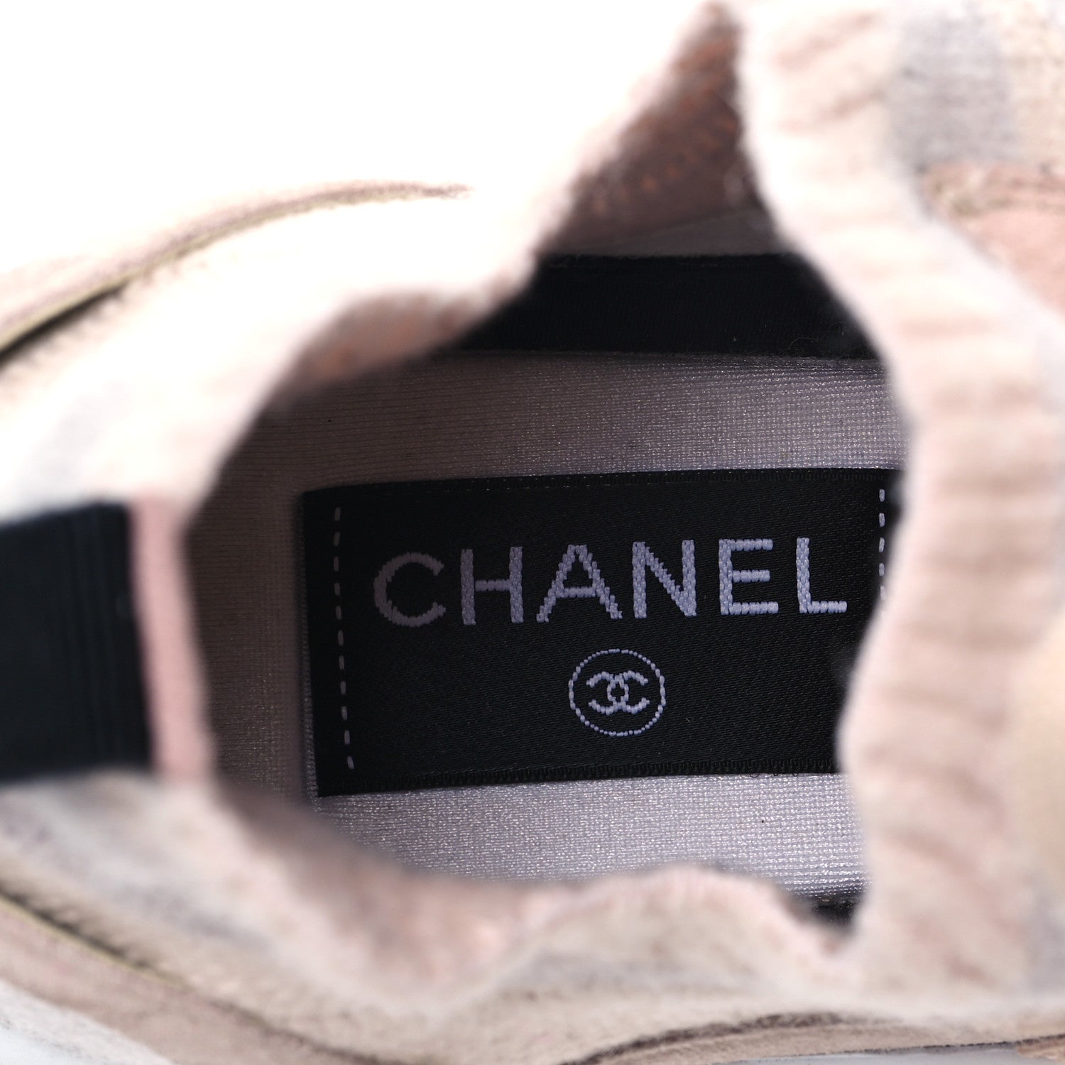 Chanel Mesh Suede Fabric Womens CC Sneakers 38 Light Pink 5 of 9