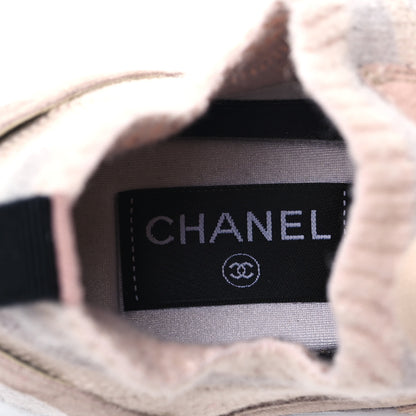 Chanel Mesh Suede Fabric Womens CC Sneakers 38 Light Pink 5 of 9