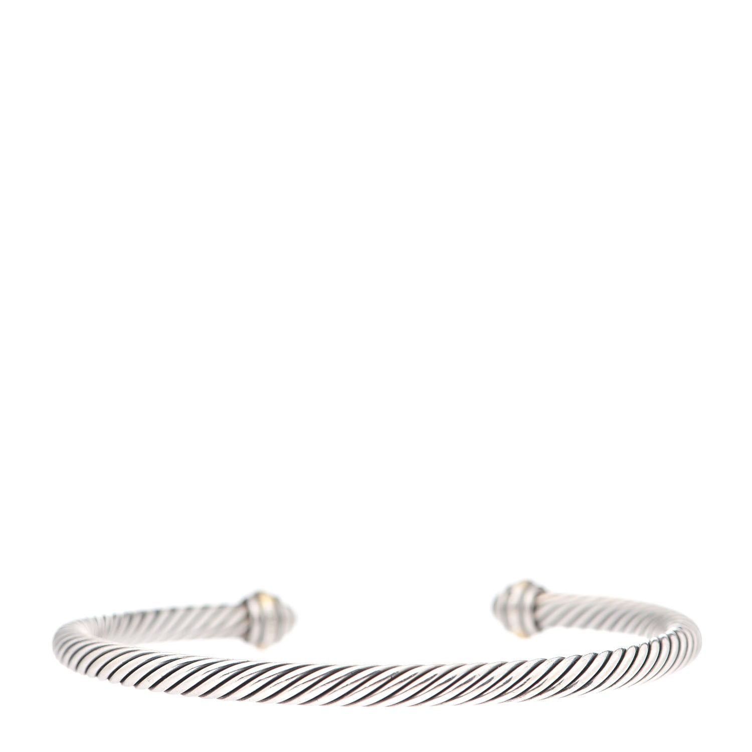 David Yurman Sterling Silver 18K Yellow Gold 4mm Cable Classics Bracelet 3 of 5