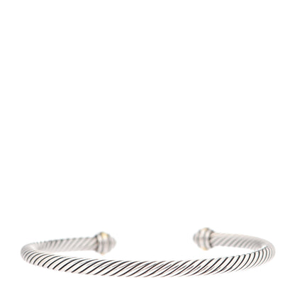 David Yurman Sterling Silver 18K Yellow Gold 4mm Cable Classics Bracelet 3 of 5