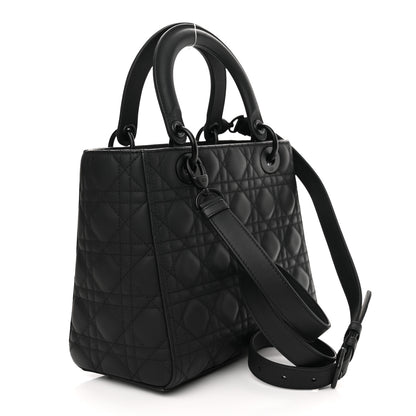 Christian Dior Ultra Matte Calfskin Cannage Medium Lady Dior Black 3 of 10