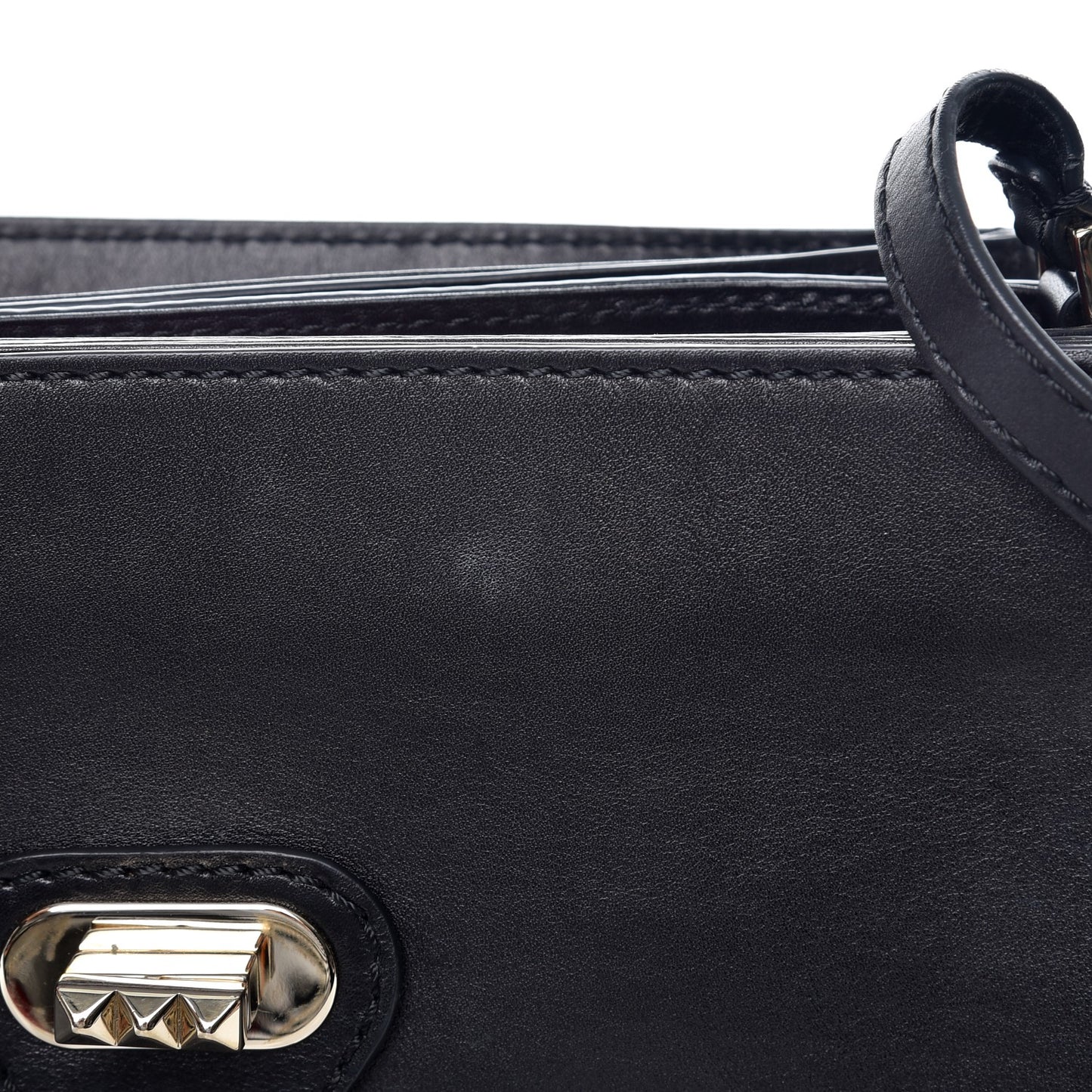 Vitello Rockstud Shoulder Flap Bag Black