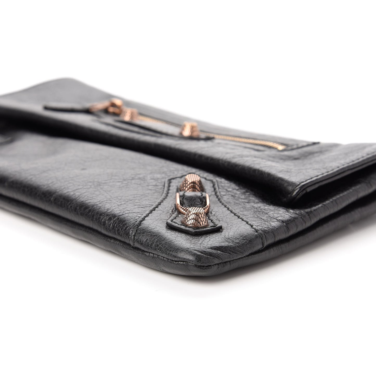 Agneau Giant 12 Rose Gold Hardware Envelope Clutch Black