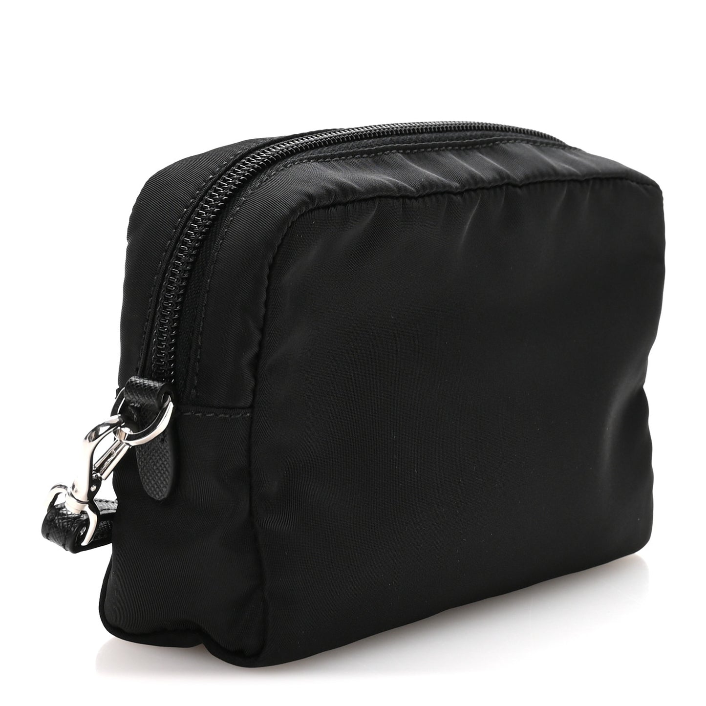Re-Nylon Saffiano Pouch Wristlet Black