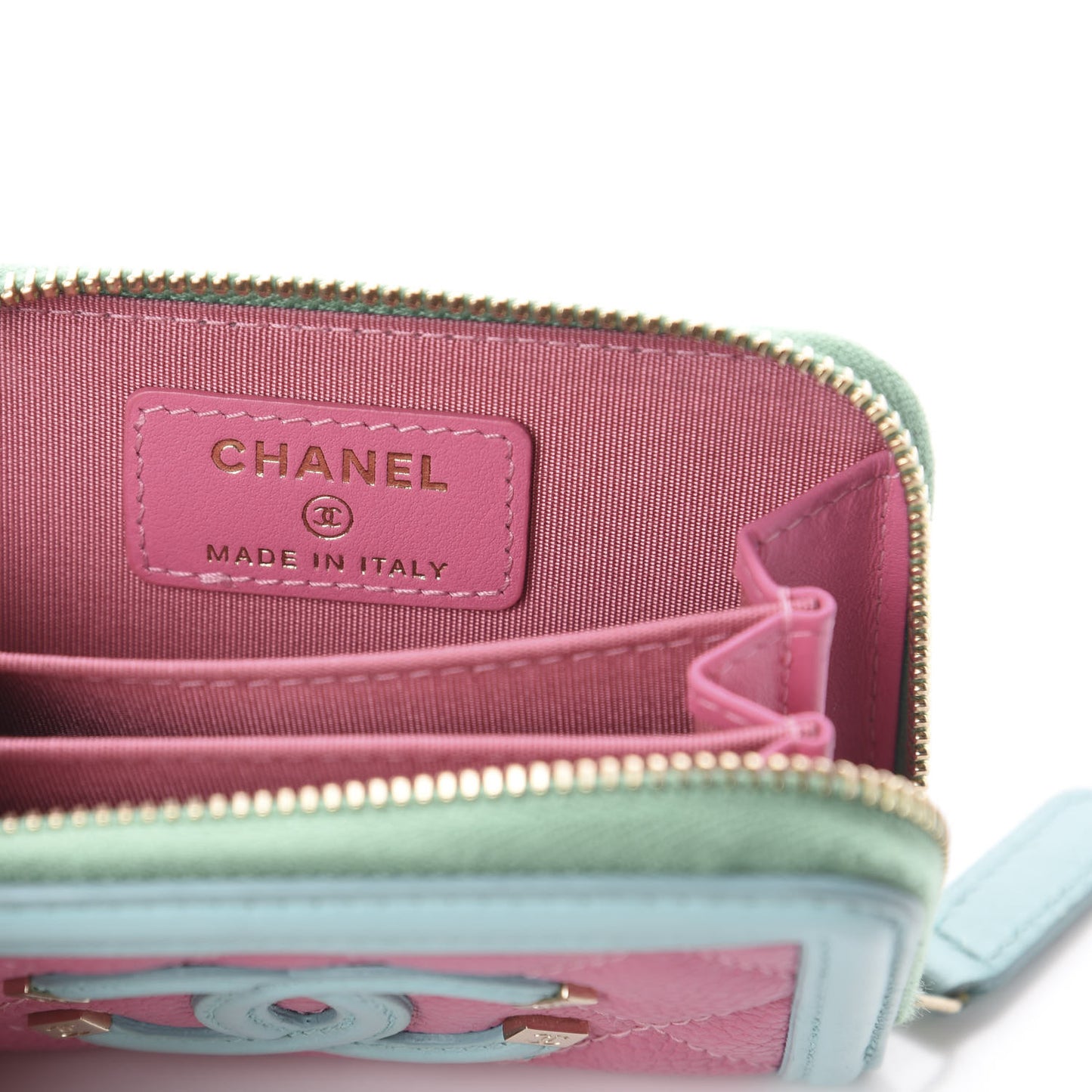 Caviar Quilted Filigree Coin Purse Pink Green Blue