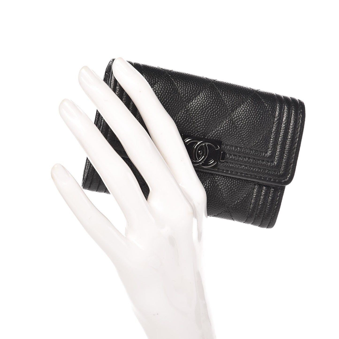 Caviar Quilted Boy Flap Card Holder So Black