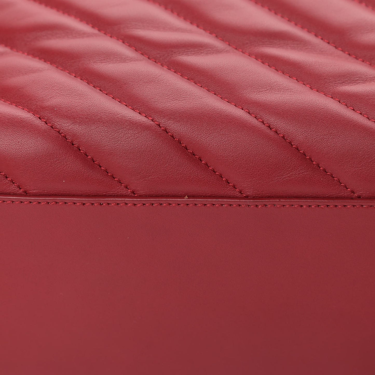 Smooth Calfskin Matelasse Chevron Monogram Shopping Bag Red