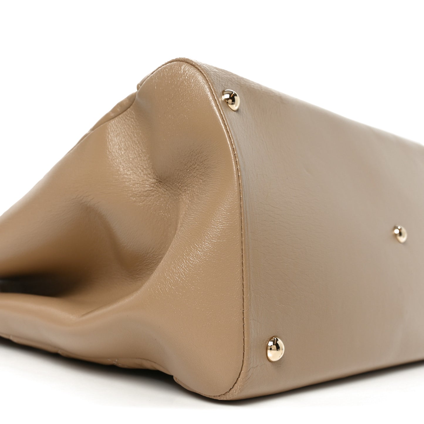 Shiny Crumpled Calfskin Quilted Large 31 Shopping Bag Beige