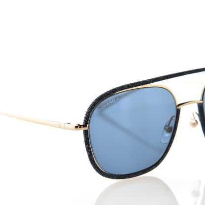 Chanel Metal Denim Pilot Sunglasses 4249-J Gold Dark Blue 7 of 7
