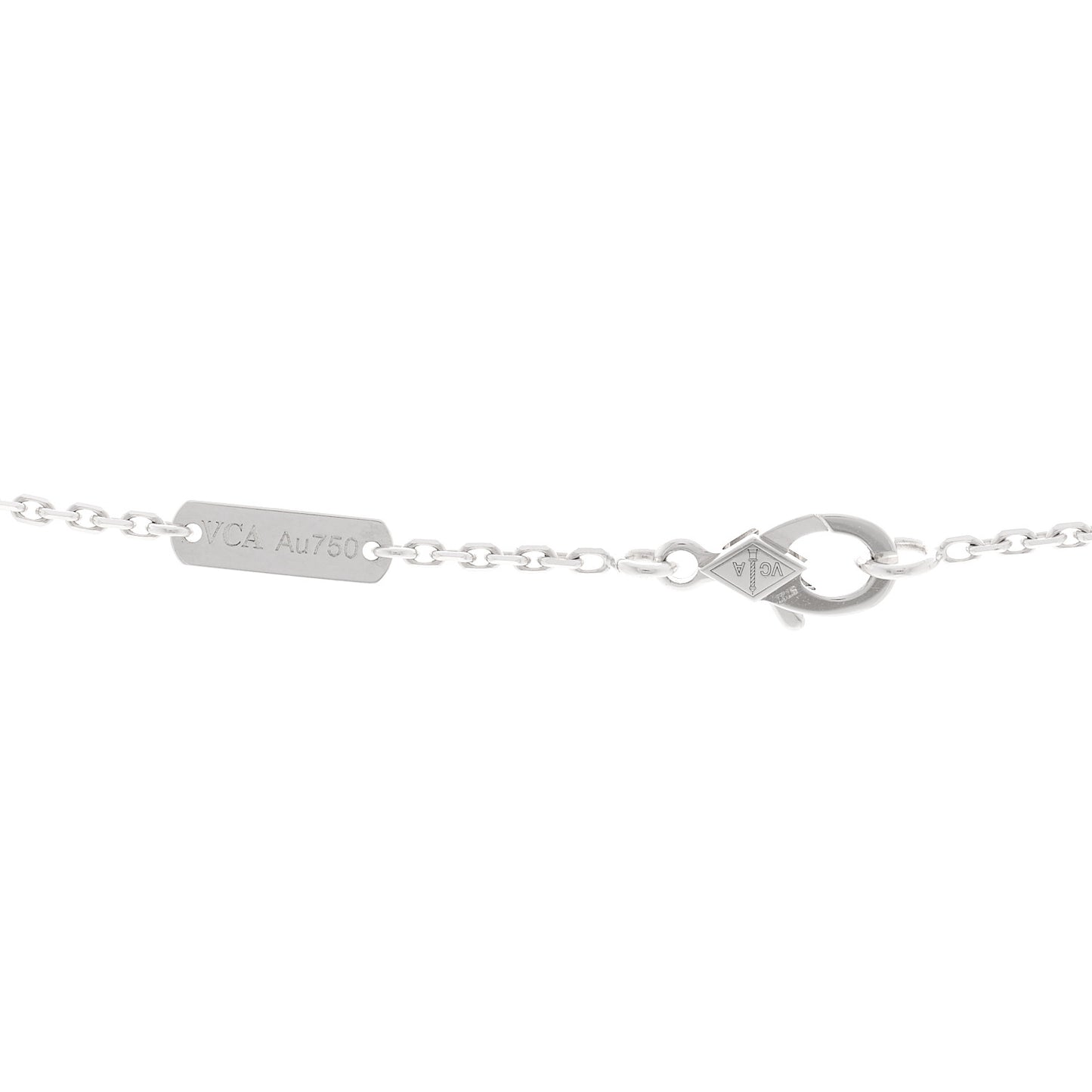 18K White Gold Mother Of Pearl Vintage Alhambra Pendant Necklace