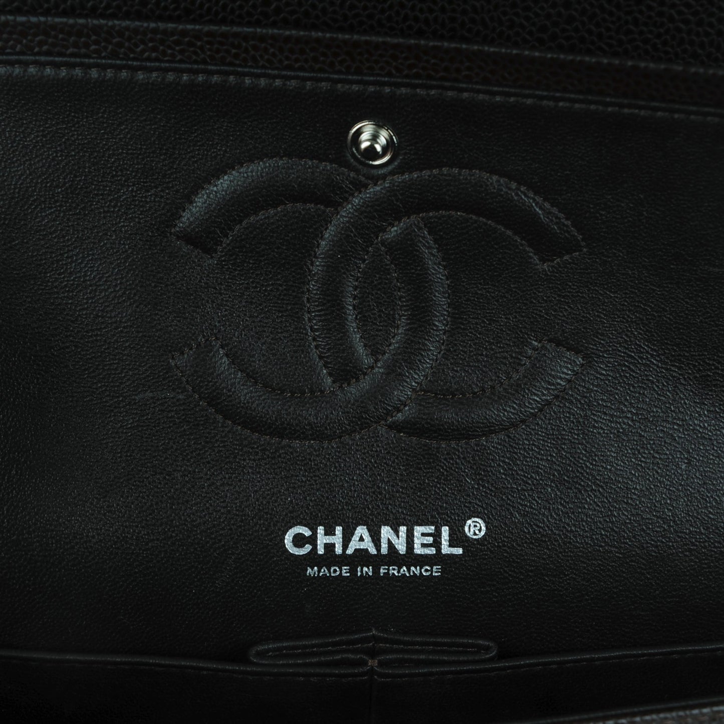 Caviar Quilted Medium Double Flap Brown
