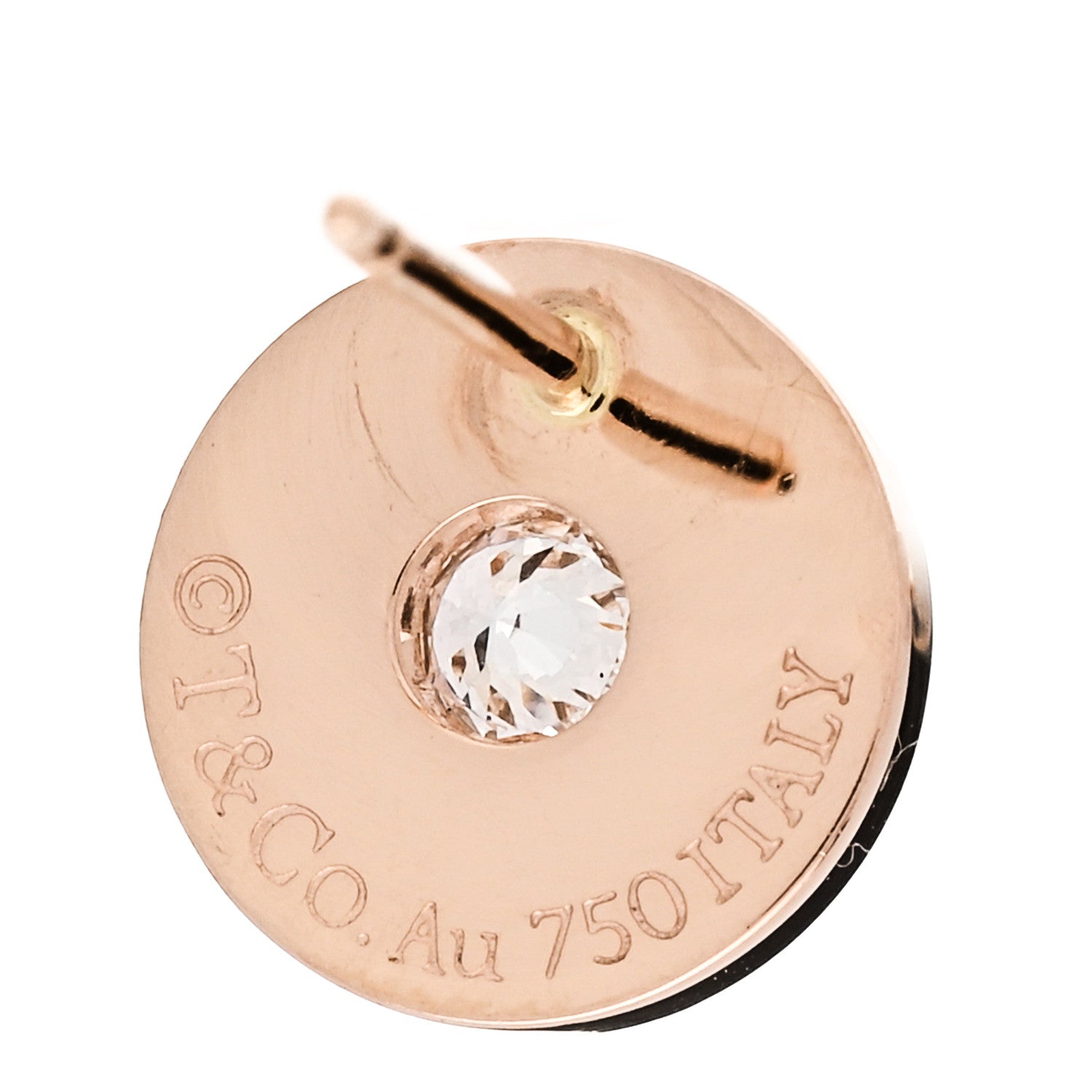 Tiffany 18K Rose Gold Diamond 1837 Circle Earrings 4 of 5