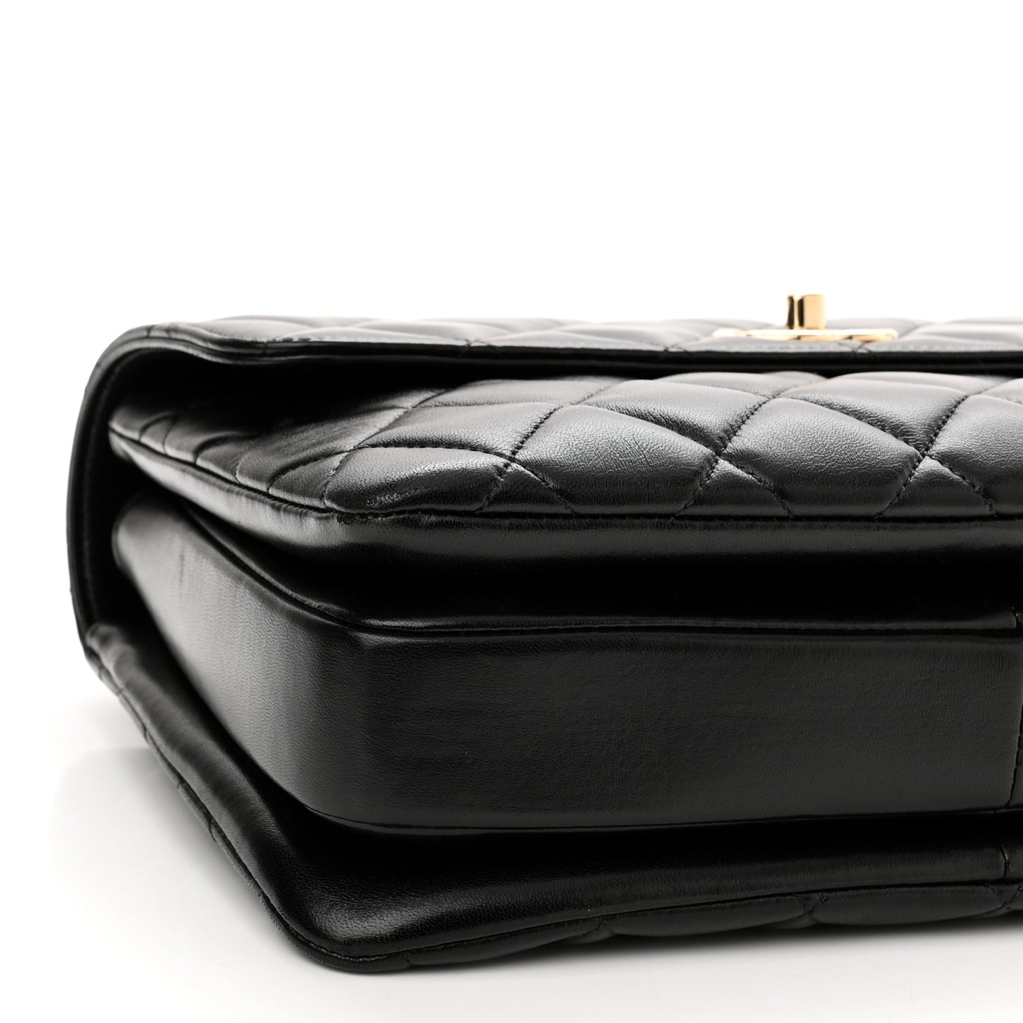 Lambskin Quilted Medium Trendy CC Flap Dual Handle Bag Black