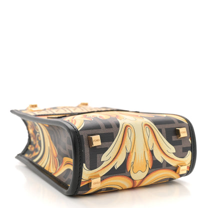 Fendi X VERSACE Vitello King Catalan Mirror Plexiglass Fendace FF Baroque Logo Mini Fendi Sunshine Shopper Tote Black Gold 4 of 11
