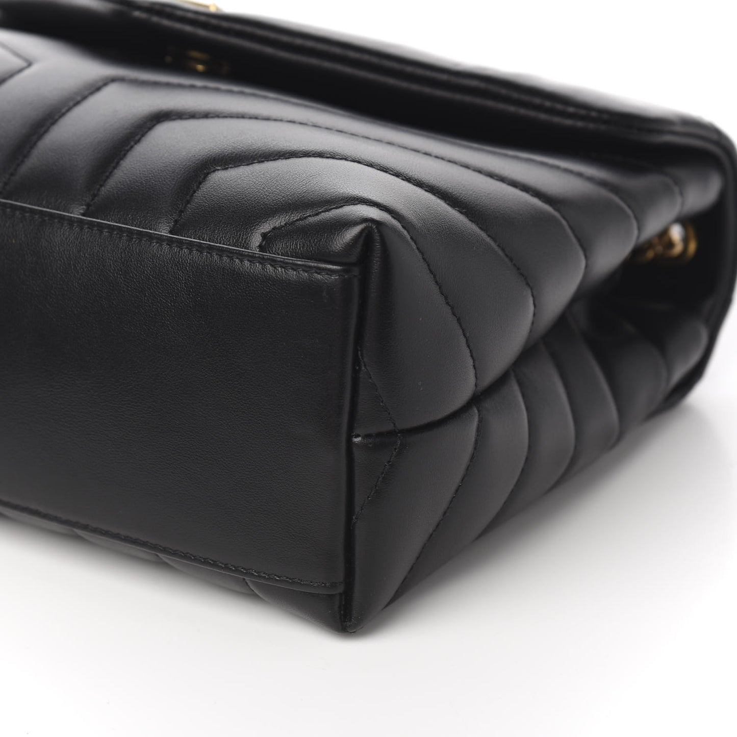 Calfskin Y Quilted Monogram Small Loulou Chain Satchel Black
