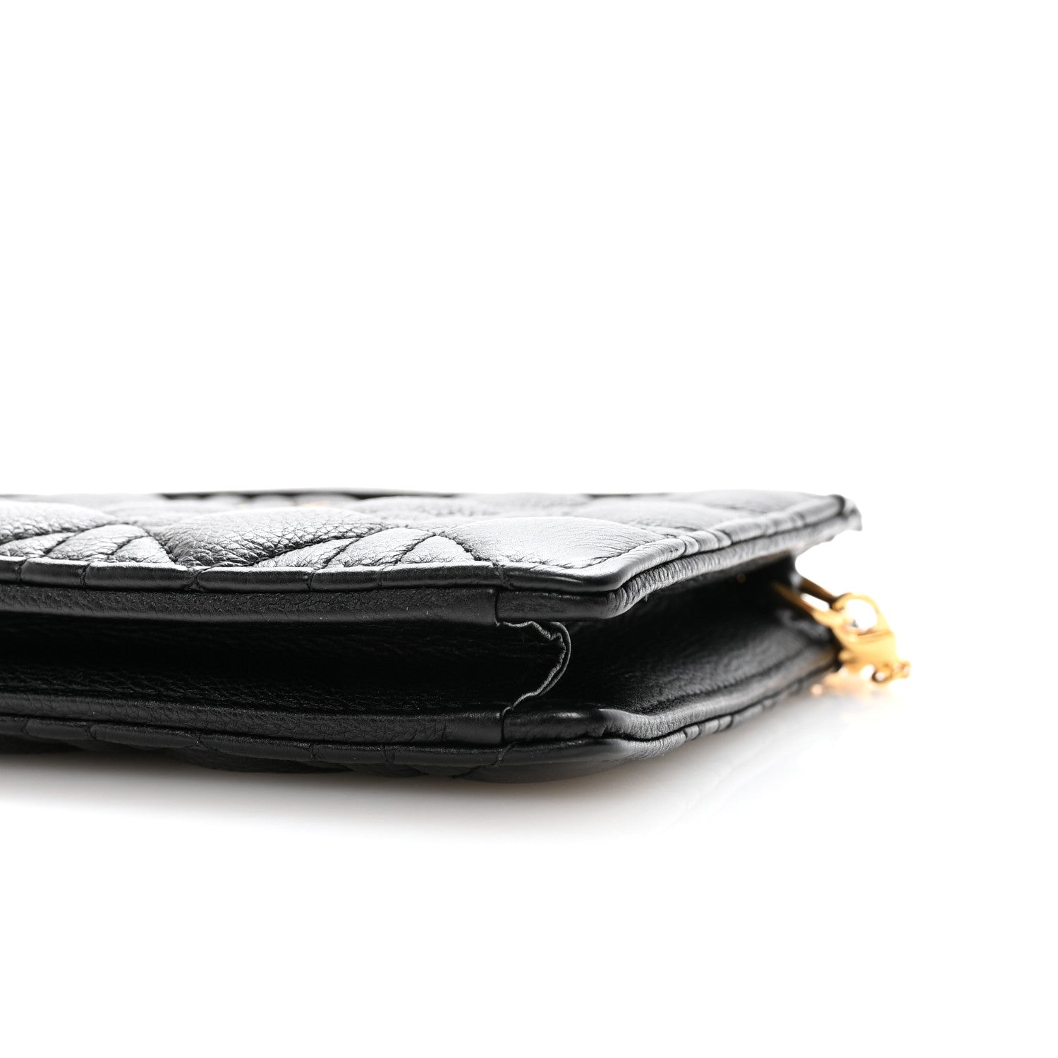 Christian Dior Calfskin Cannage Caro Zipped Pouch With Chain Black 9 of 10
