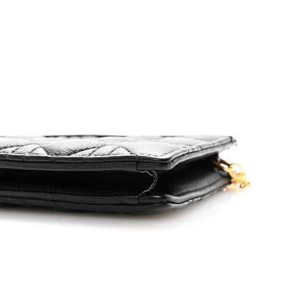 Christian Dior Calfskin Cannage Caro Zipped Pouch With Chain Black 9 of 10