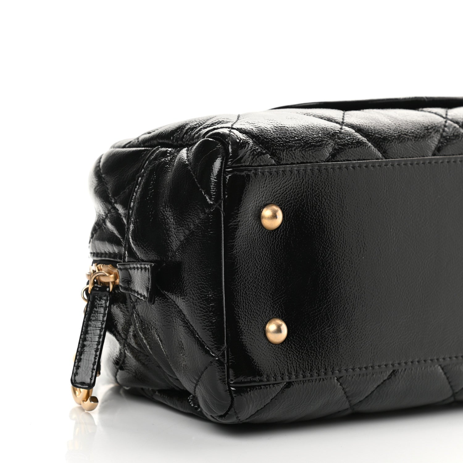 Chanel Shiny Aged Calfskin Quilted Bowler Bag Black 9 of 11