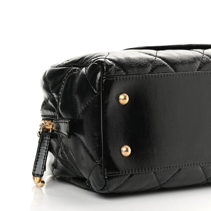 Chanel Shiny Aged Calfskin Quilted Bowler Bag Black 9 of 11