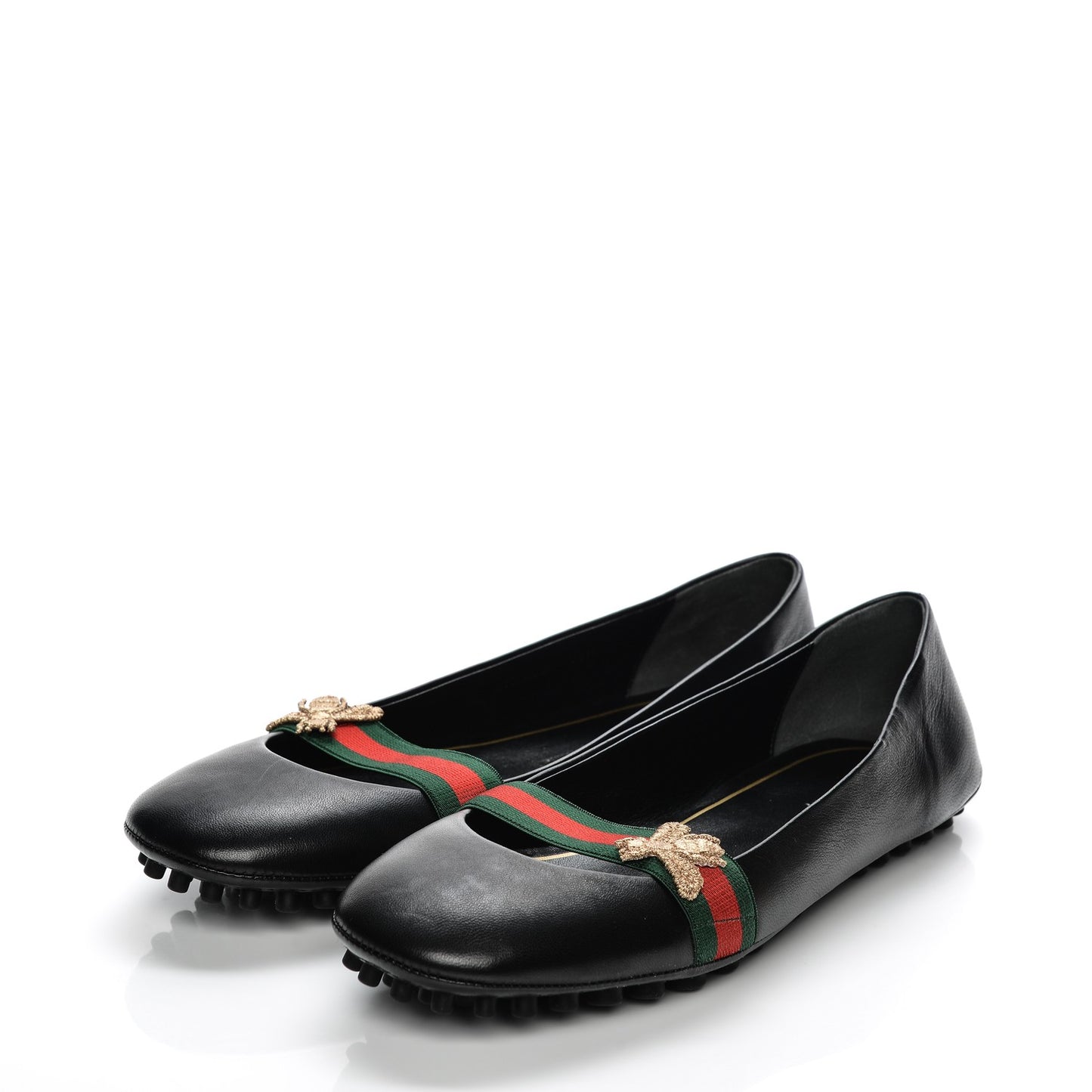 Calfskin Bayadere Ballerina Flat 38.5 Nero Black