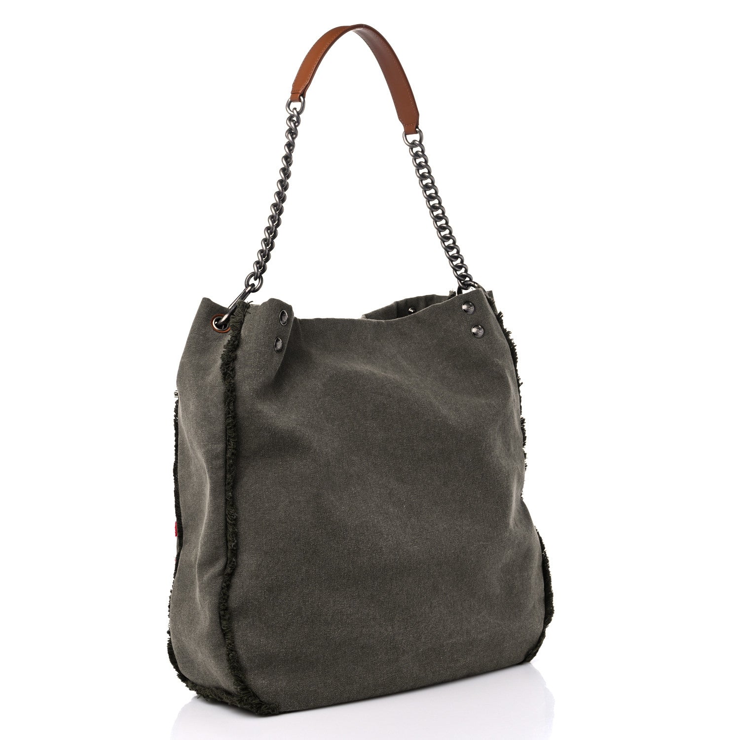 Chanel Canvas Sequins Cubano Trip Hobo Khaki 3 of 9