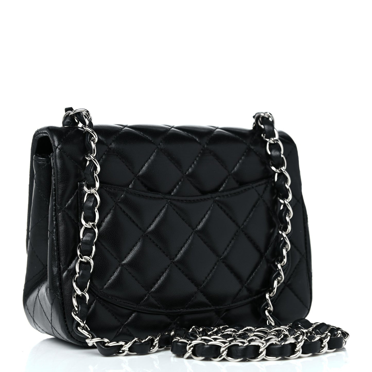 Lambskin Quilted Mini Square Flap Black
