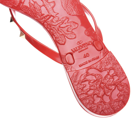 Valentino Garavani PVC Jelly Rockstud Bow Thong Sandals 40 Rosso Valentino 9 of 10
