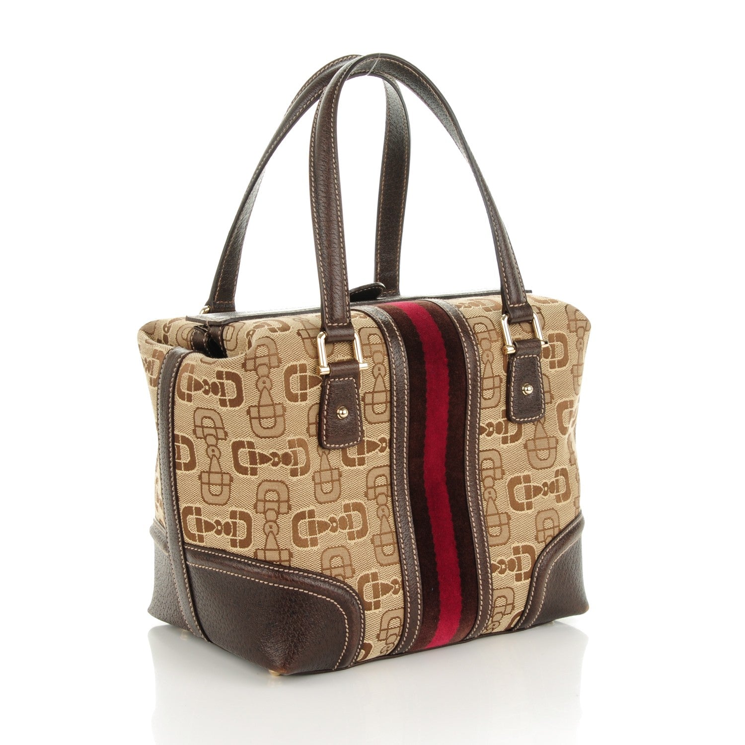 Gucci Horsebit Canvas Treasure Boston Tote Dark Brown 3 of 6