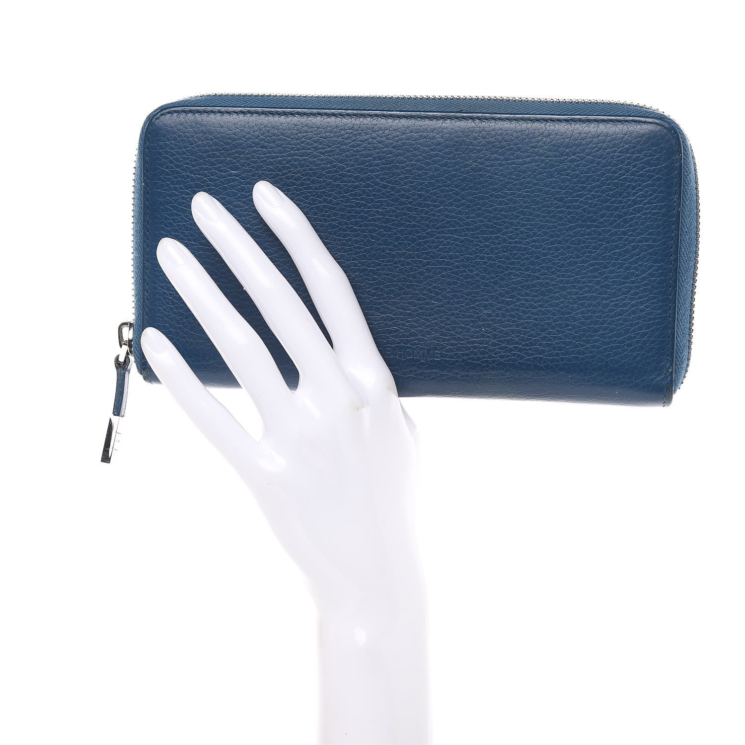 Christian Dior HOMME Grained Calfskin Zip Around Wallet Blue 2 of 17