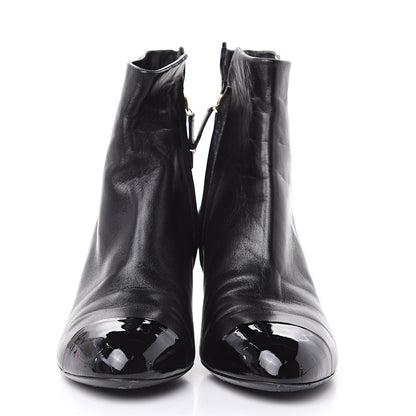 Chanel Patent Lambskin Cap Toe Short Boots 38.5 Black 2 of 11