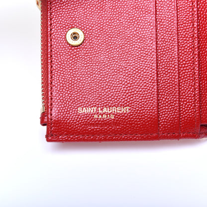 Saint Laurent Grain De Poudre Matelasse Chevron Monogram Zipped Card Case Bandana Red 8 of 8