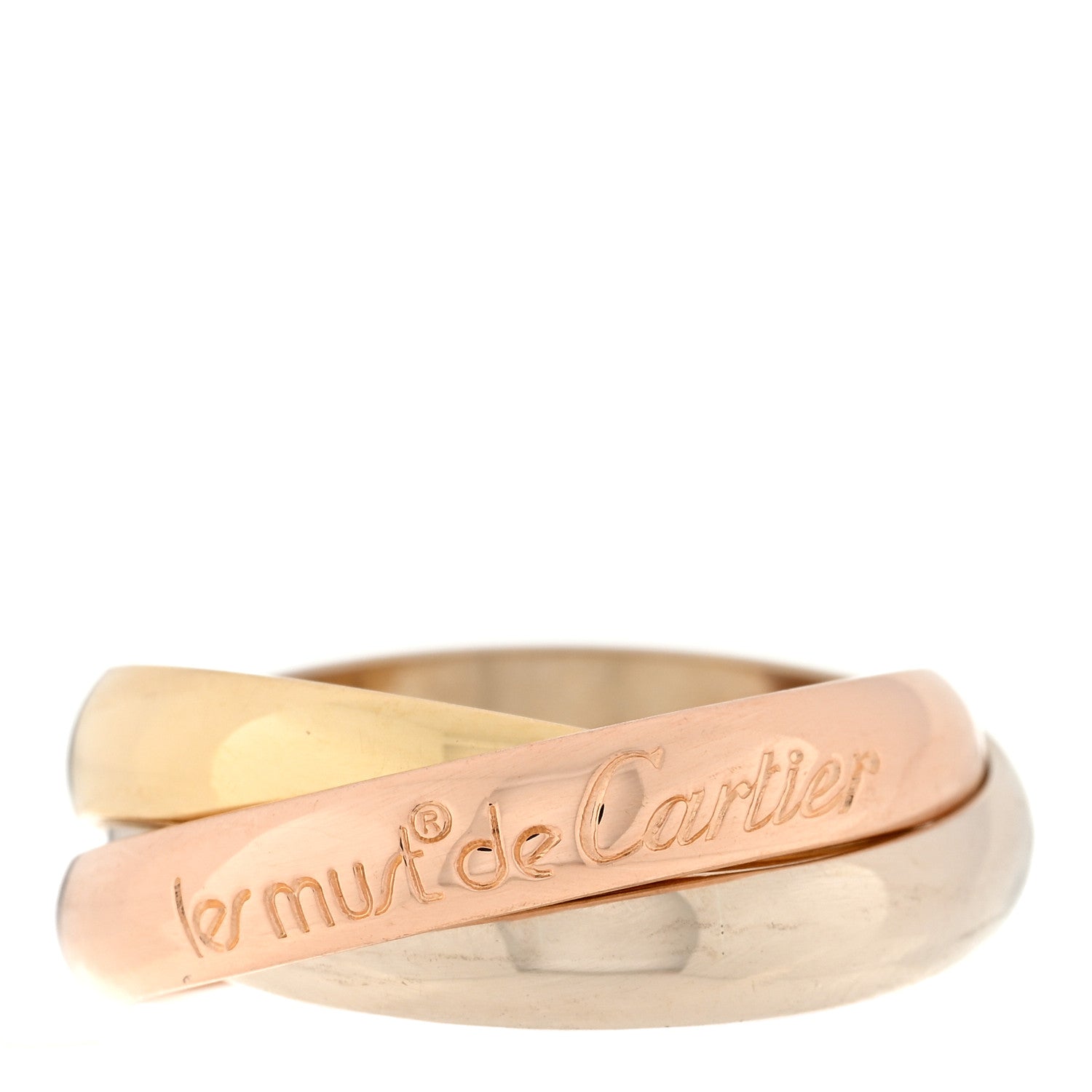 Cartier 18K Pink Yellow White Gold Classic Les Must De Cartier Trinity Ring 52 6 1 of 4