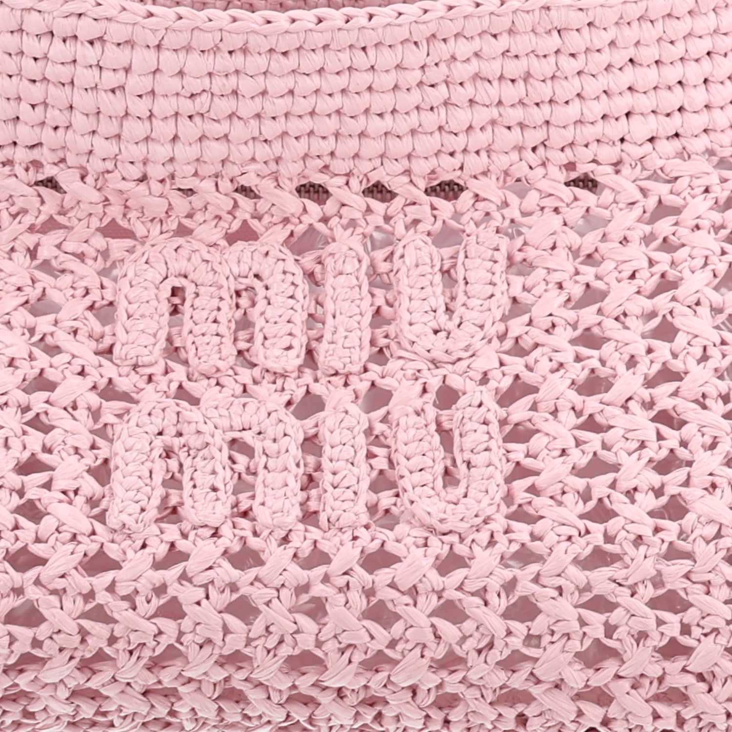 Miu Miu Fabric Crochet Knit Tote Alabaster Pink 8 of 10
