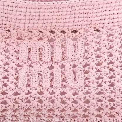 Miu Miu Fabric Crochet Knit Tote Alabaster Pink 8 of 10