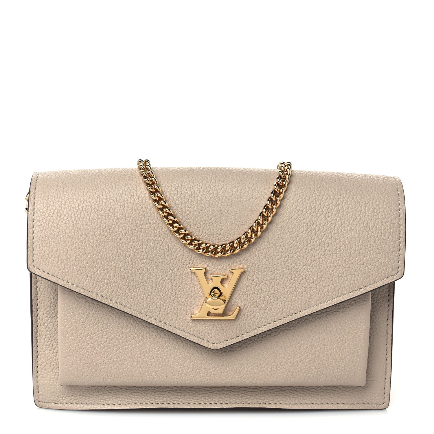 Louis Vuitton Soft Calfskin My Lockme Chain Pochette Greige 1 of 8