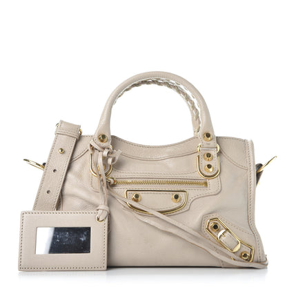 Balenciaga Chevre Gold Metallic Edge Hardware Mini City Beige Praline 1 of 9