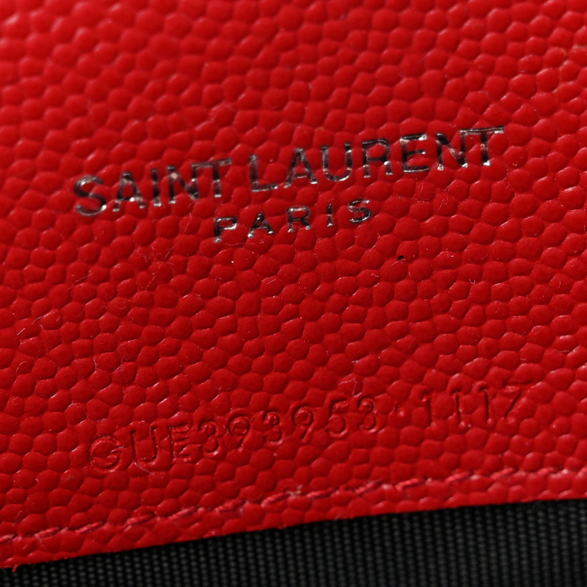 Saint Laurent Grain De Poudre Matelasse Chevron Monogram Envelope Chain Wallet  New Red 8 of 11
