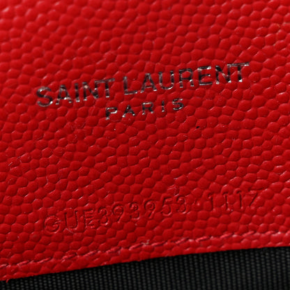 Saint Laurent Grain De Poudre Matelasse Chevron Monogram Envelope Chain Wallet  New Red 8 of 11