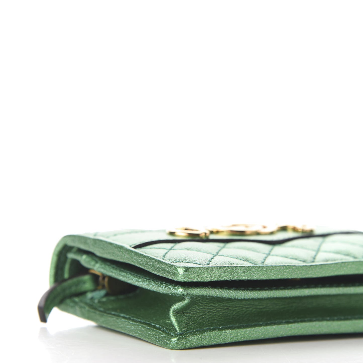 Laminated Nappa Trapuntata Zumi Card Case Jasmine Green
